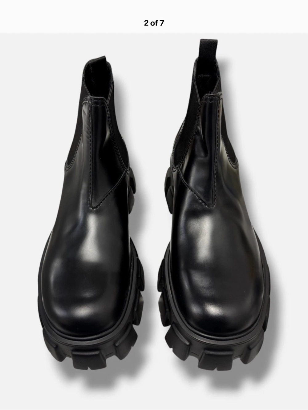 Prada Black Leather Chelsea Lug-Sole Boots